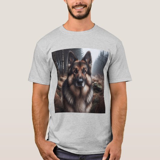Elegante Pastor Alemán Gris Tシャツ (正面)