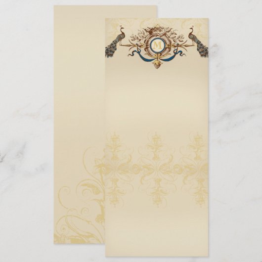 Elegante Pfau-Hochzeits Menü-Karten 招待状 (正面/裏面)