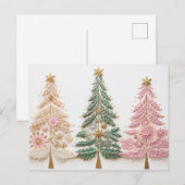 Elegante pink und grüne Weihnachtsbäume ポストカード (正面/裏面)