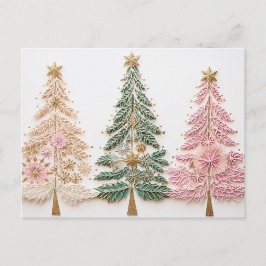 Elegante pink und grüne Weihnachtsbäume ポストカード (正面)