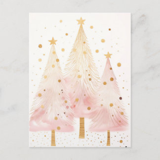 Elegante pinke und goldene Weihnachtsbäume  ポストカード