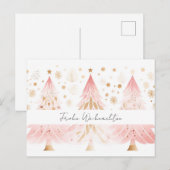 Elegante pinke und goldene Weihnachtsbäume ポストカード (正面/裏面)