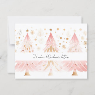 Elegante pinke und goldene Weihnachtsbäume ポストカード