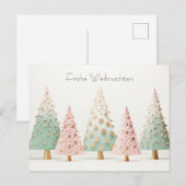 Elegante pinke und grüne Weihnachtsbäume ポストカード (正面/裏面)