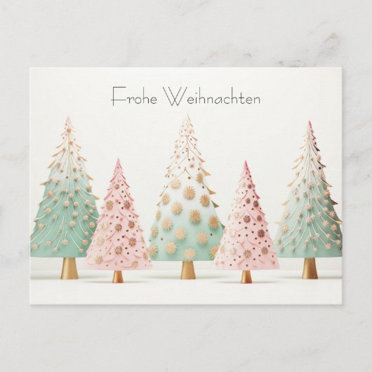 Elegante pinke und grüne Weihnachtsbäume ポストカード (正面)