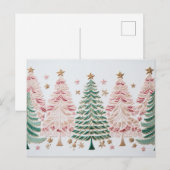 Elegante pinke und grüne Weihnachtsbäume ポストカード (正面/裏面)