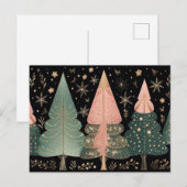 Elegante pinke und grüne Weihnachtsbäume ポストカード (正面/裏面)