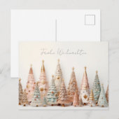 Elegante pinke und grüne Weihnachtsbäume ポストカード (正面/裏面)