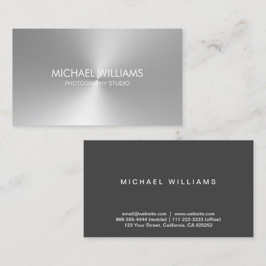 Elegante Profesional Abogado Plata Metal 名刺 (正面/裏面)