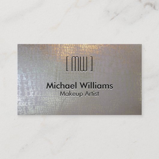 Elegante Profesional Piel Cocodrilo Reptil Plata 名刺 (正面)