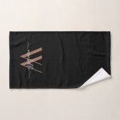 Elegante Rose Gold Black Monogram Name Script バスタオルセット (ハンドタオル)