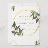 Elegante Save the Date Karte – Gold & Grün 招待状 (正面)