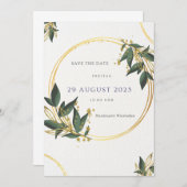 Elegante Save the Date Karte – Gold & Grün 招待状 (正面/裏面)