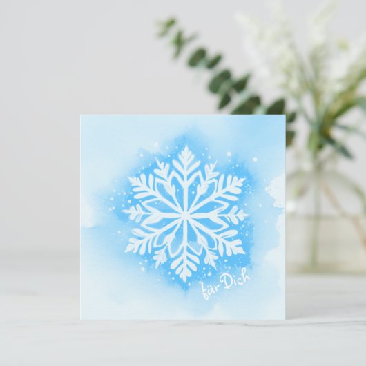 Elegante Schneeflocke im Aquarell-Stil - hellblau (スタンド正面)