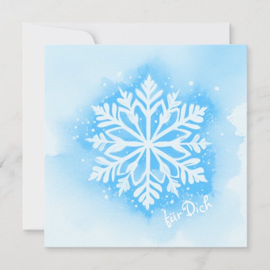 Elegante Schneeflocke im Aquarell-Stil - hellblau (正面)