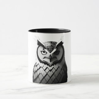 Elegante Schwarz-Weiß-Eulentasse  マグカップ