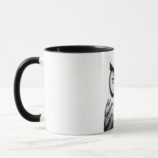 Elegante Schwarz-Weiß-Eulentasse  マグカップ (左)