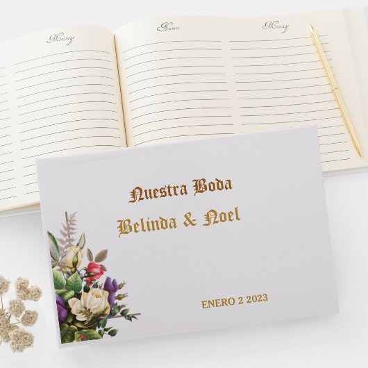 Elegante ,sencillo dorado de Boda Libro de visitas ゲストブック
