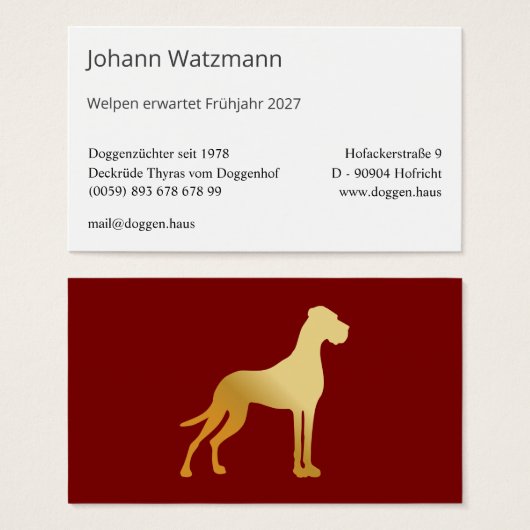 Elegante silhouet van een Deense dog  (正面&裏面)