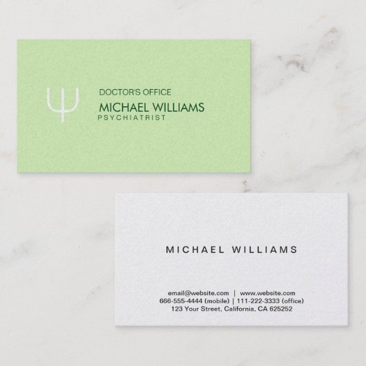 Elegante simple profesión psicólogo verde claro 名刺 (正面/裏面)