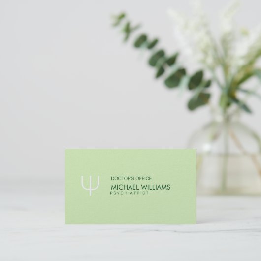 Elegante simple profesión psicólogo verde claro 名刺 (スタンド正面)