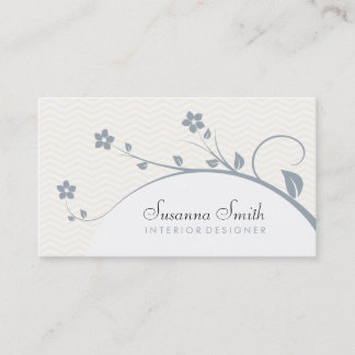 Elegante tarjeta de visita con flores y chevrón 名刺