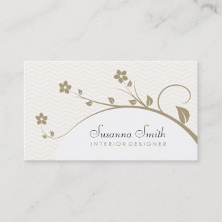Elegante tarjeta profesional con flores y chevrón 名刺