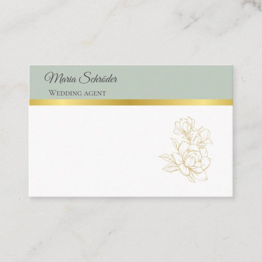 Elegante Visitenkarte Grün Gold 名刺 (正面)