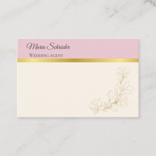 Elegante Visitenkarte in Rosa & Gold 名刺 (正面)