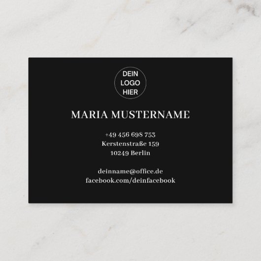 Elegante Visitenkarte mit QR Code Schwarz Vorlage 名刺 (裏面)