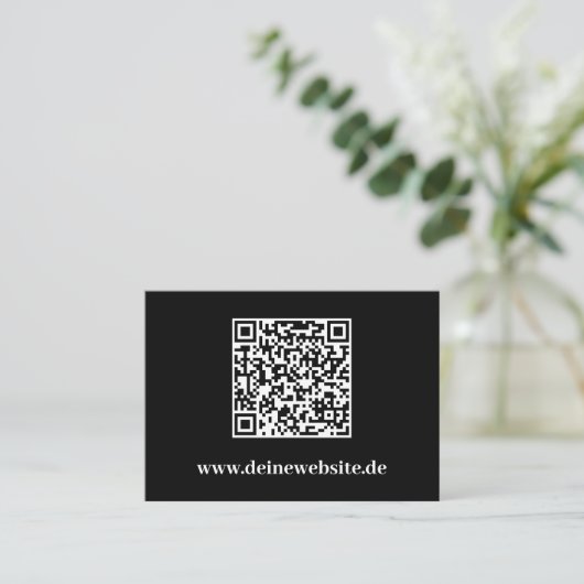 Elegante Visitenkarte mit QR Code Schwarz Vorlage 名刺 (スタンド正面)