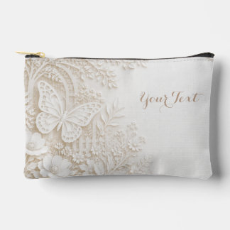 Eleganter Papercut Schmetterling mit Blumenrahmen アクセサリーポーチ
