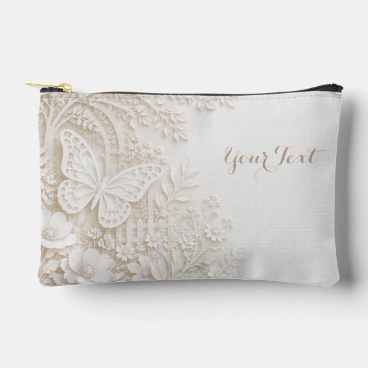 Eleganter Papercut Schmetterling mit Blumenrahmen アクセサリーポーチ (正面)