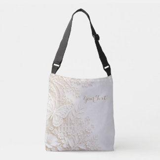 Eleganter Papercut Schmetterling mit Blumenrahmen クロスボディバッグ