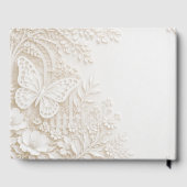 Eleganter Papercut Schmetterling mit Blumenrahmen ゲストブック (裏面)