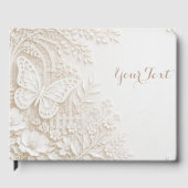 Eleganter Papercut Schmetterling mit Blumenrahmen ゲストブック (正面)