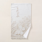 Eleganter Papercut Schmetterling mit Blumenrahmen ハンドタオル (ハンドタオル)