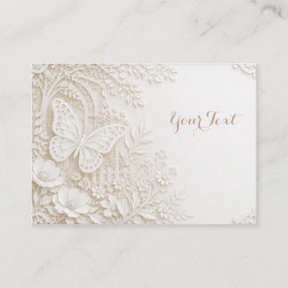 Eleganter Papercut Schmetterling mit Blumenrahmen プレイスカード