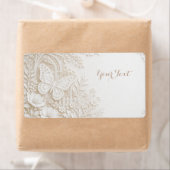 Eleganter Papercut Schmetterling mit Blumenrahmen ラベル (インサイチュ)