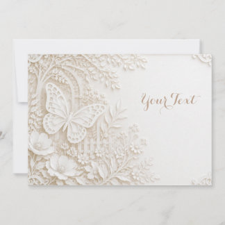 Eleganter Papercut Schmetterling mit Blumenrahmen 招待状