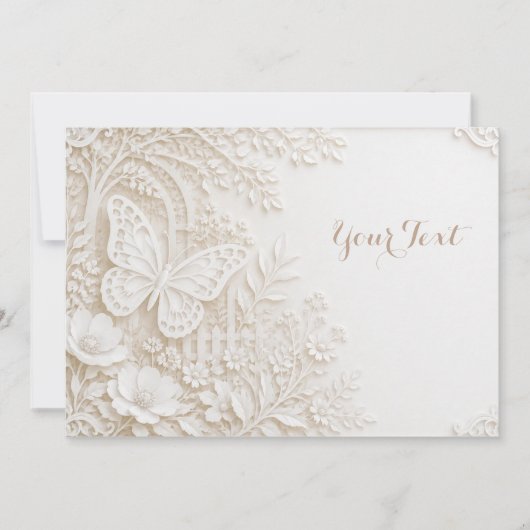 Eleganter Papercut Schmetterling mit Blumenrahmen 招待状 (正面)