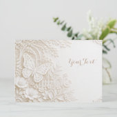 Eleganter Papercut Schmetterling mit Blumenrahmen 招待状 (スタンド正面)