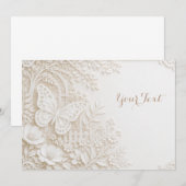 Eleganter Papercut Schmetterling mit Blumenrahmen 招待状 (正面/裏面)