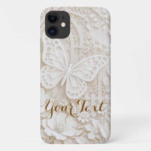 Eleganter Papercut Schmetterling mit Blumenrahmen Case-Mate iPhoneケース (裏面)