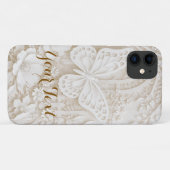 Eleganter Papercut Schmetterling mit Blumenrahmen Case-Mate iPhoneケース (裏面(横))