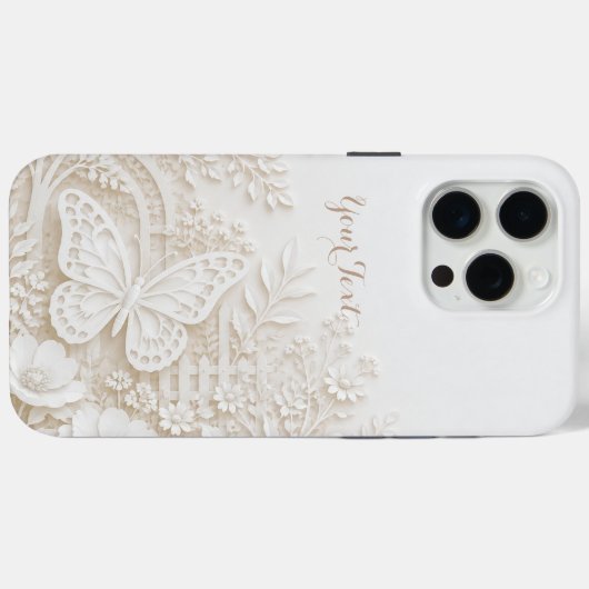 Eleganter Papercut Schmetterling mit Blumenrahmen Case-Mate iPhoneケース (裏面 (横))