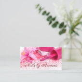 Eleganter Pink Blume Nail Technician Visitenkarte 名刺 (スタンド正面)