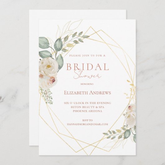 Elegantes Brautparty Boho Einladung 招待状 (正面/裏面)