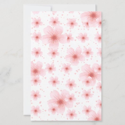 Elegantes Briefpapier mit Kirschblüten und Herzen (正面)