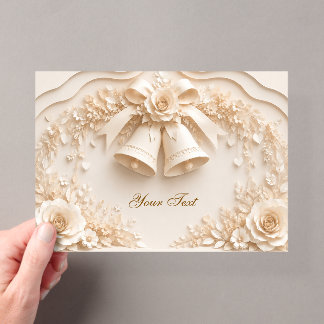 Elegantes Hochzeitsdesign mit Glocken und Rosen アクリル招待状